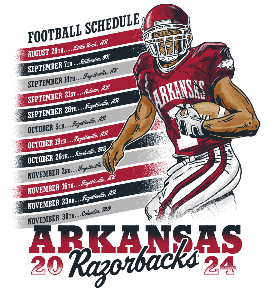 Sigma Alpha Epsilon University of Arkansas Football Schedule Design 20