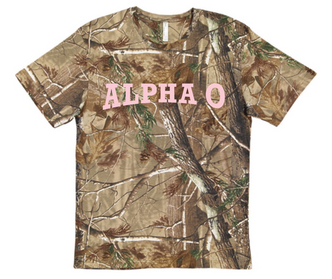 Alpha Omicron Pi University of Arkansas Camo T-Shirt 2024