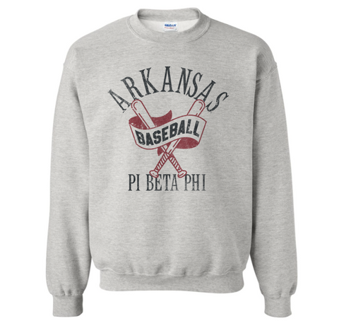 Pi Beta Phi University of Arkansas Baseball Crewneck 2024
