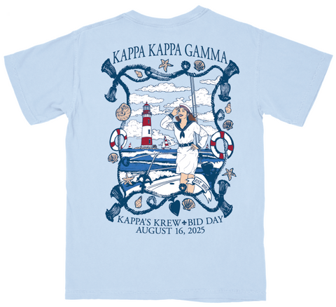 Kappa Kappa Gamma University of Arkansas Bid Day Pocket Tee Design 2025