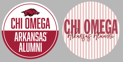 Chi Omega University of Arkansas Alumni Button 2025