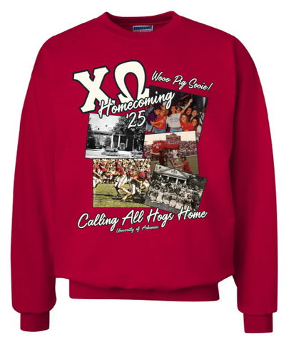 Chi Omega University of Arkansas Homecoming Crewneck 2025